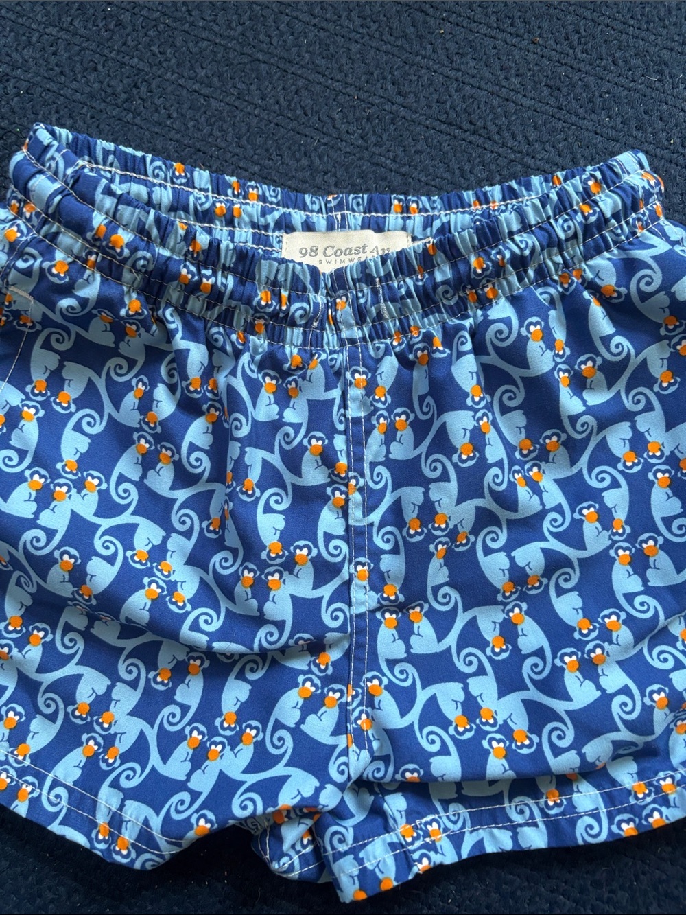 Blue Monkey Print Swim Trunks by 98 Coast